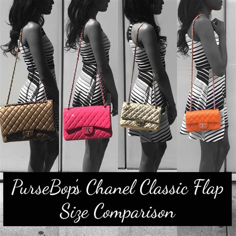 size chanel classic flap bag|Chanel classic flap size comparison.